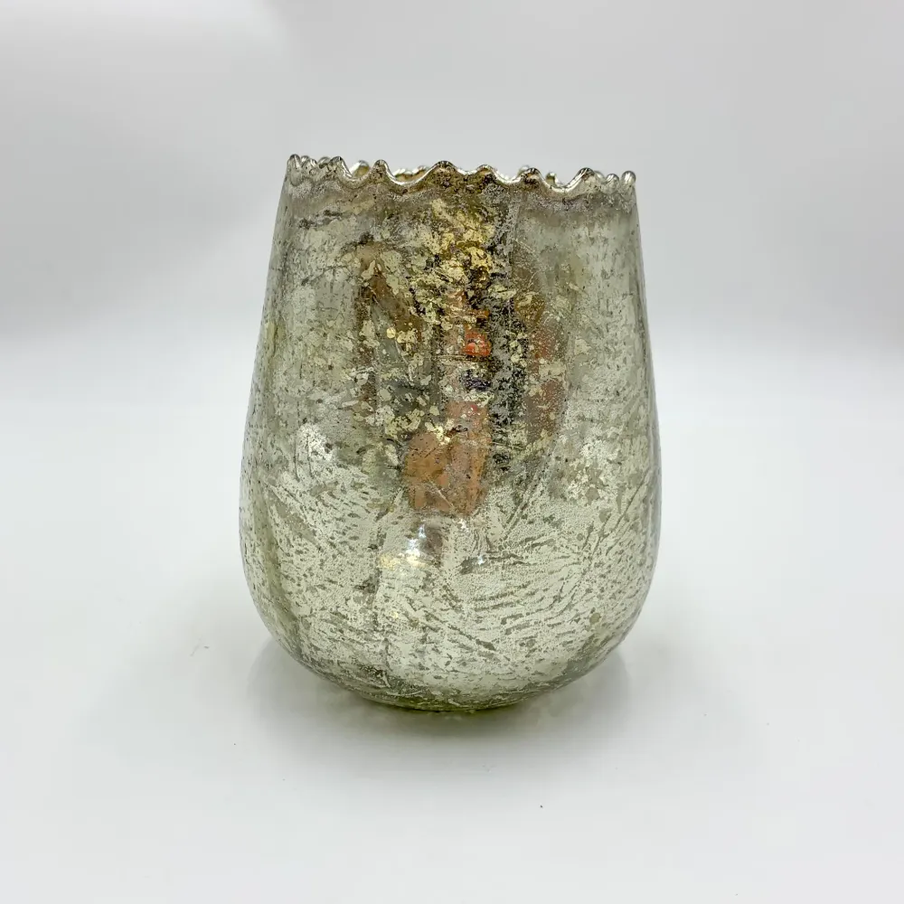 Portavelas cristal champagne 15 cm Petra Decora