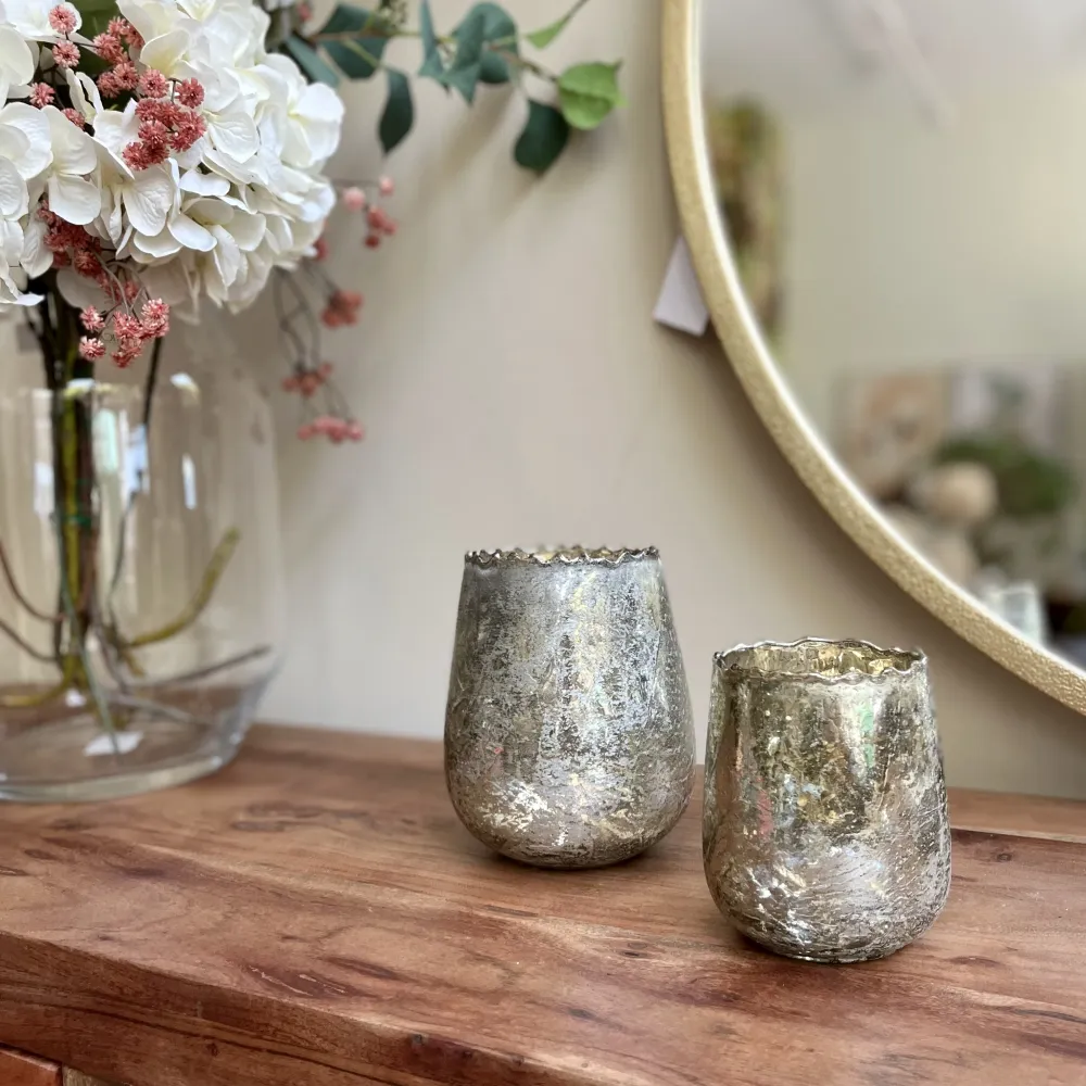 Portavelas cristal champagne 15 cm Petra Decora