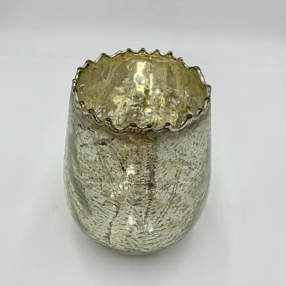 Portavelas cristal champagne 15 cm Petra Decora