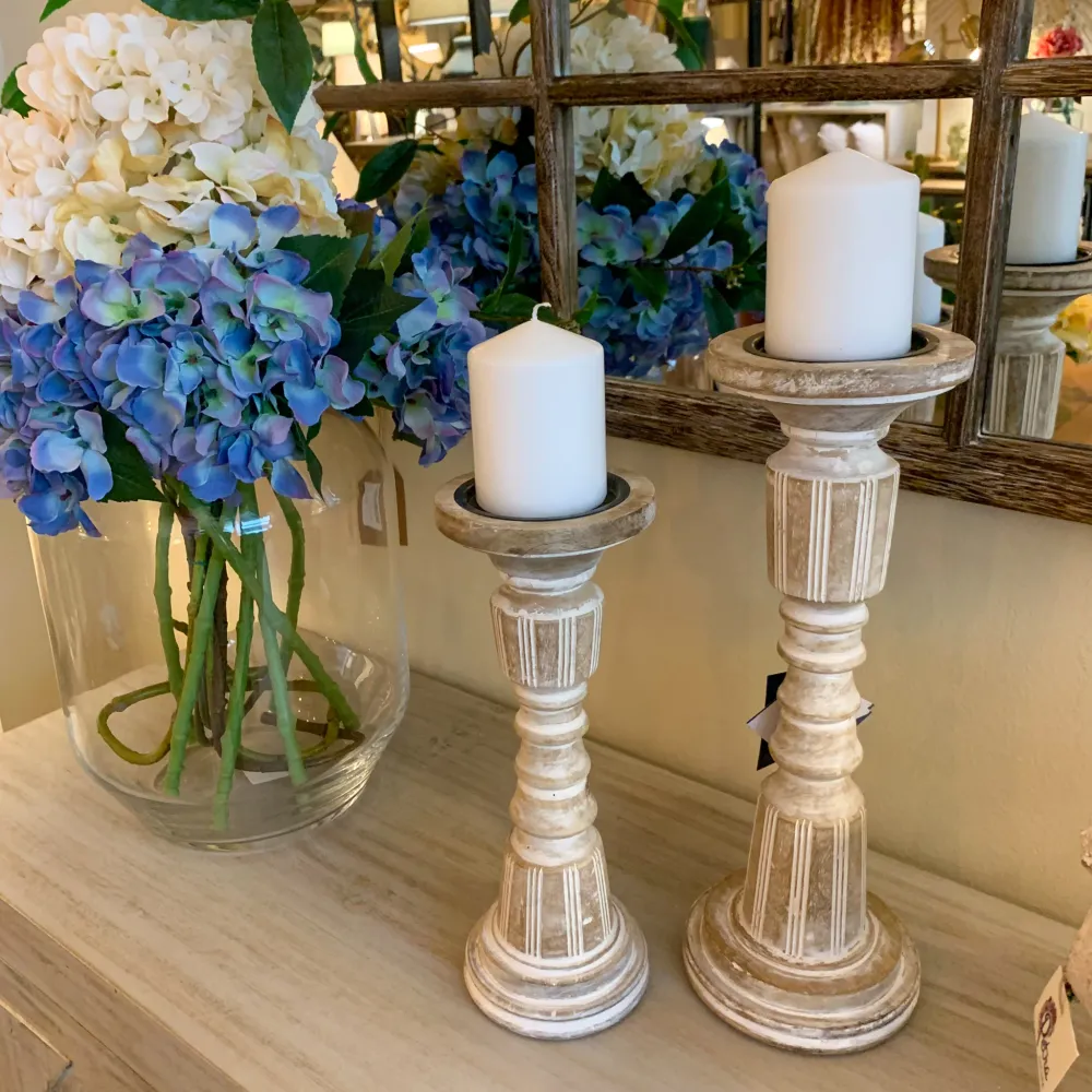 Set de 2 candelabros mango estriado 14x14x38 cm Petra Decora