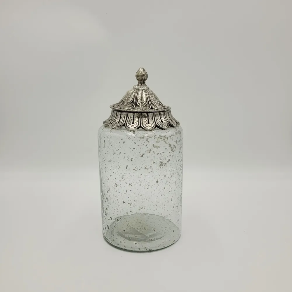 Tarro cristal tapa plata Petra Decora