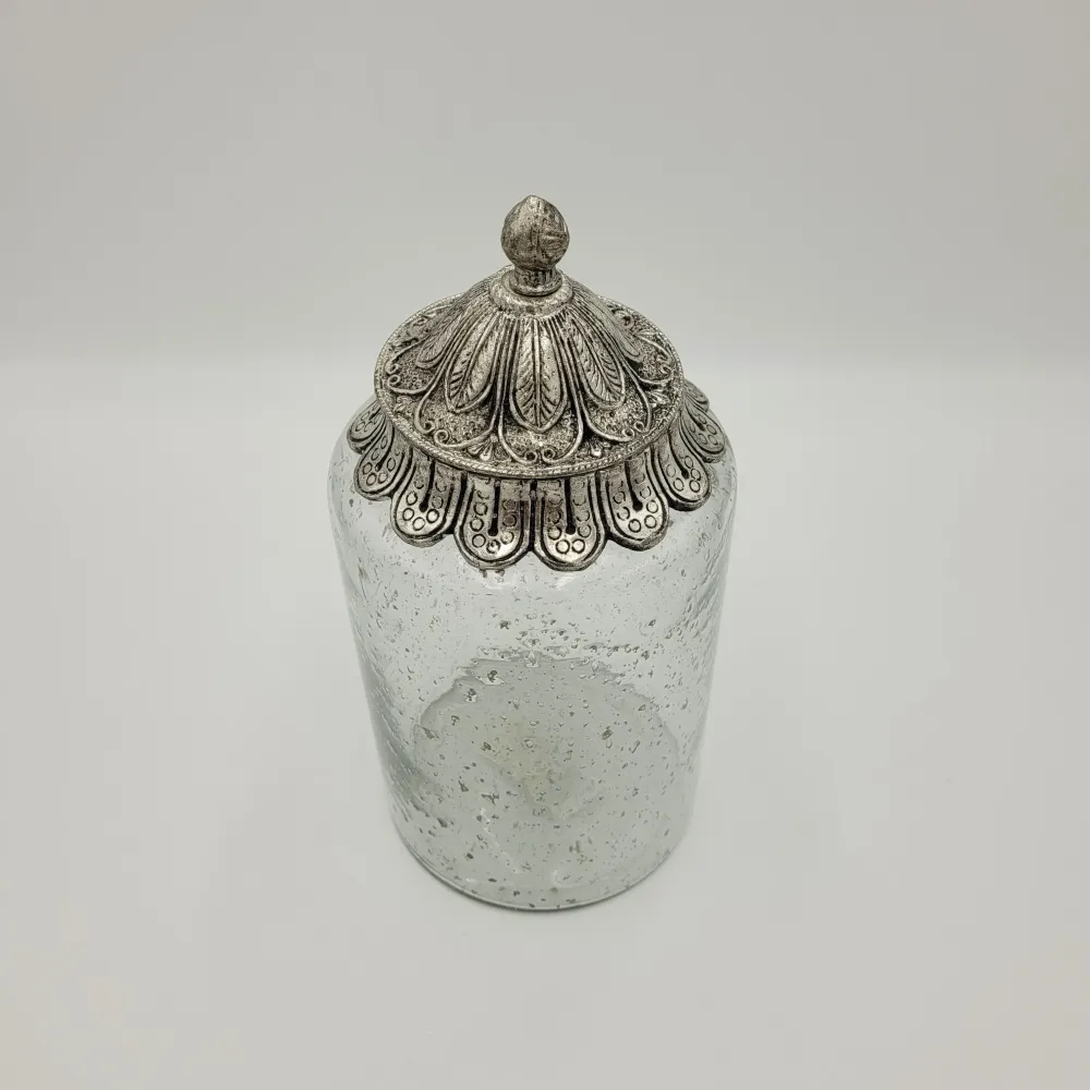 Tarro cristal tapa plata Petra Decora