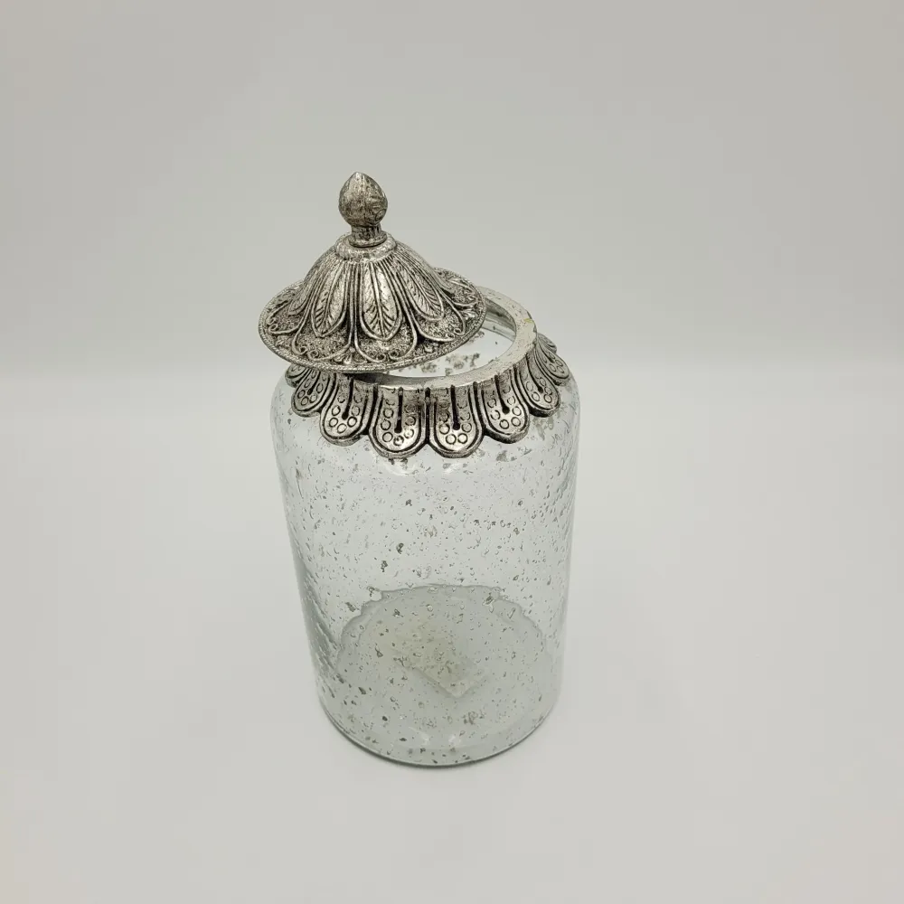 Tarro cristal tapa plata Petra Decora