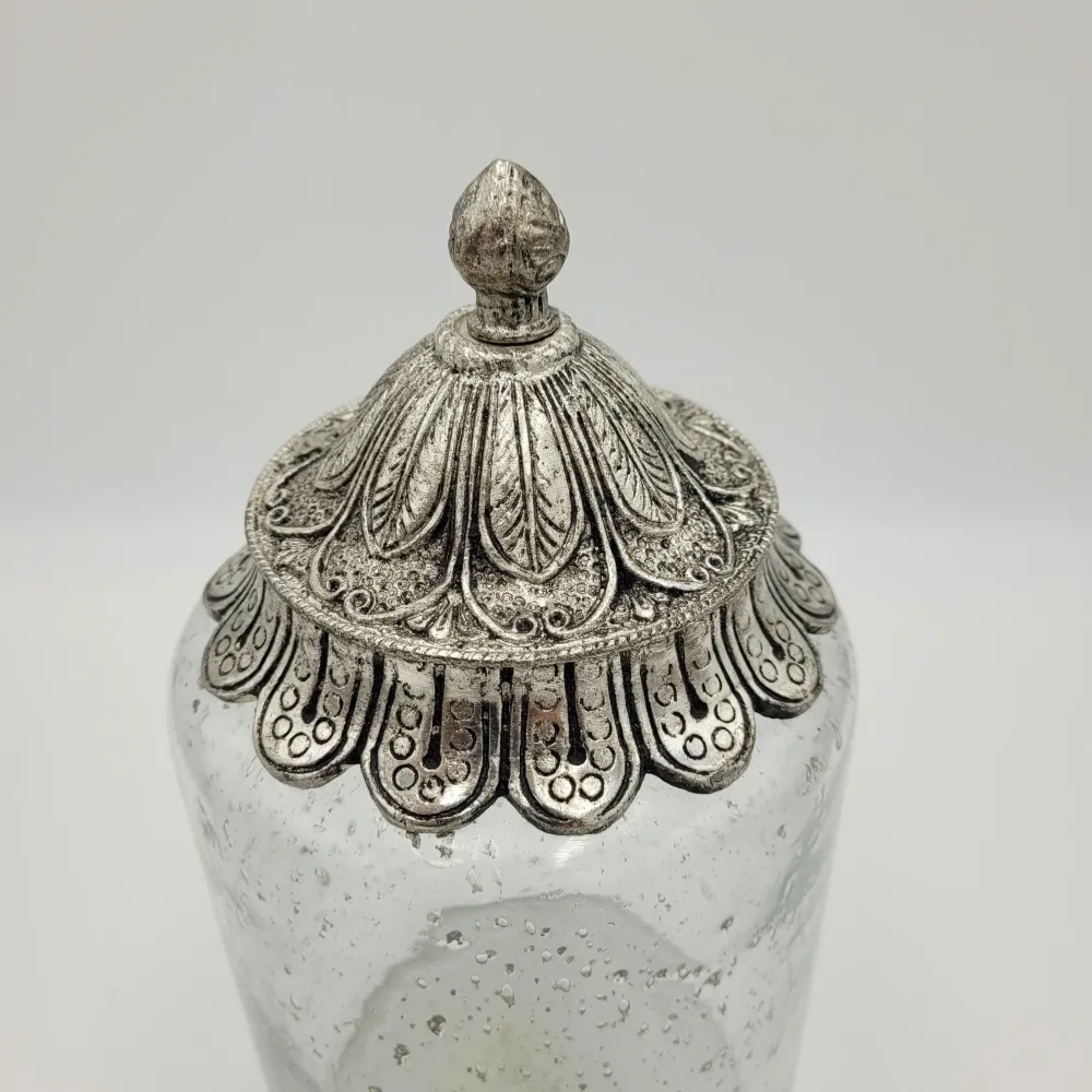 Tarro cristal tapa plata Petra Decora