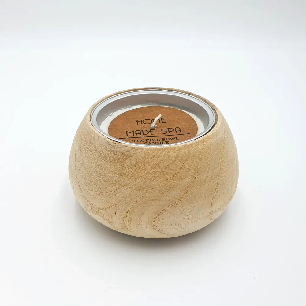 Vela cera madera natural 14x14x8 cm Petra Decora