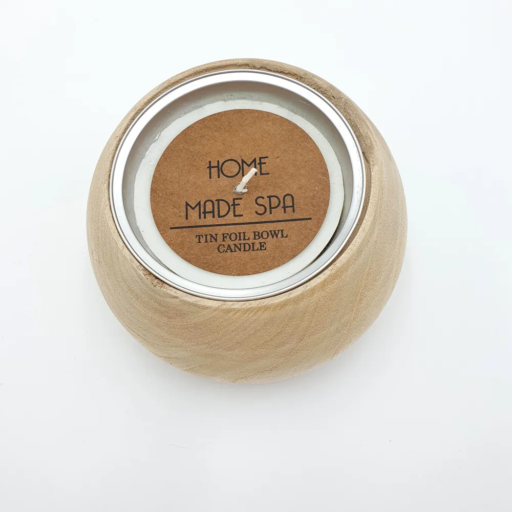 Vela cera madera natural 14x14x8 cm Petra Decora