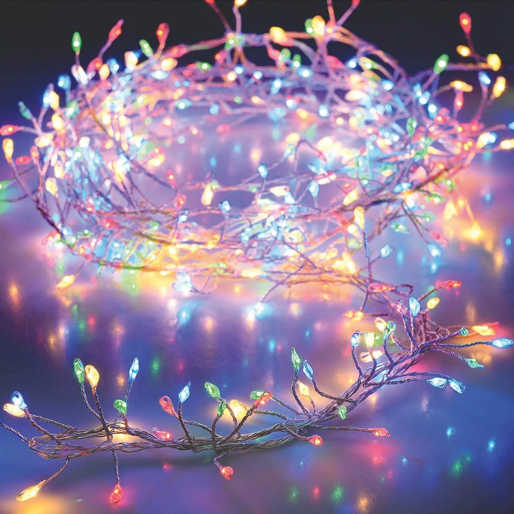 GUIRNALDA PILAS TIPO ESPINO FIJA 100 LEDS MULTICOLOR 1 m Pinturas y Tarimas Ideas