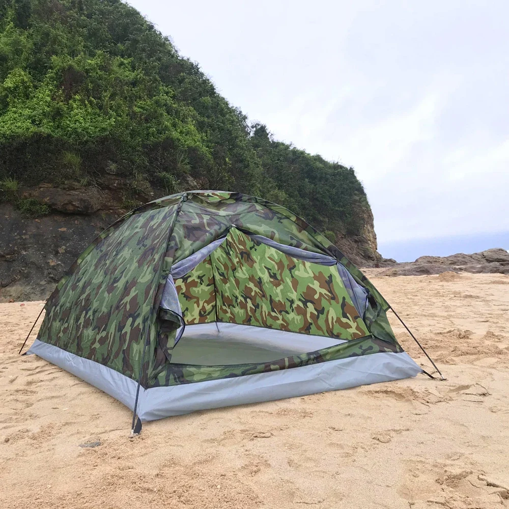 Tienda de campañ impermeable prueba de viento, sombrilla UV para 1/2 personas, equipo de tienda de campañ de camuflaje por...