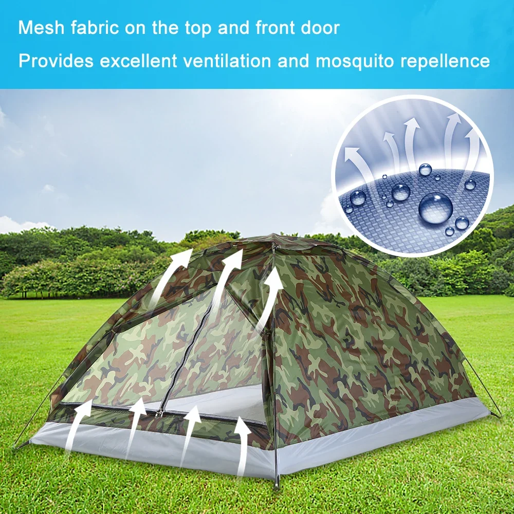 Tienda de campañ impermeable prueba de viento, sombrilla UV para 1/2 personas, equipo de tienda de campañ de camuflaje por...