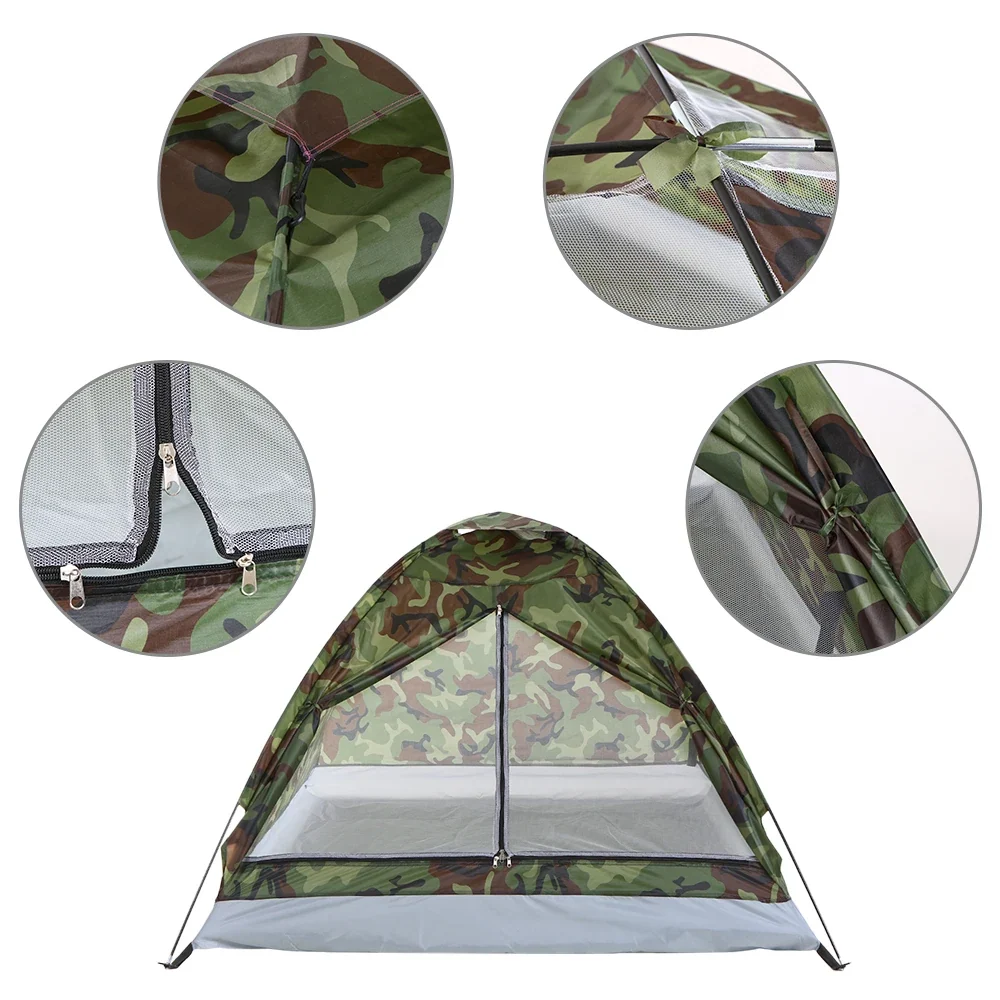 Tienda de campañ impermeable prueba de viento, sombrilla UV para 1/2 personas, equipo de tienda de campañ de camuflaje por...