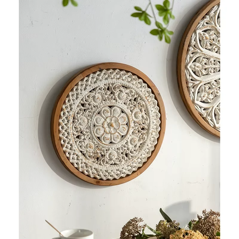 Placa decorativa floreada madera