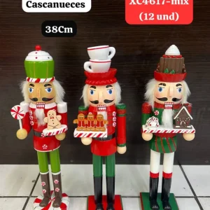Cascanueces soldados de madera Altura 38CM decoración de navidad CLXC4617-MIX Plaza Dragon