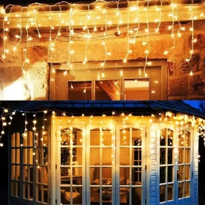 Luces de navidad tipo cascada 3.5m horizontal 60-70cm vertical fachada 100 focos CLSD107 Plaza Dragon