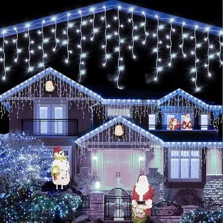 Luces de navidad tipo cascada 3.5m horizontal 60-70cm vertical fachada 100 focos CLSD107 Plaza Dragon