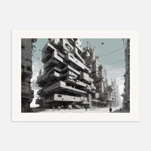Arquitectura brutalista, ciudad cibernética - Póster Posterscape Creative Studio