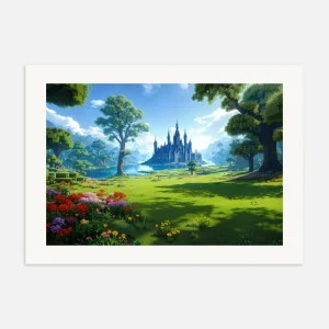 Castillo de Minecraft, paisaje hermoso - Póster Posterscape Creative Studio