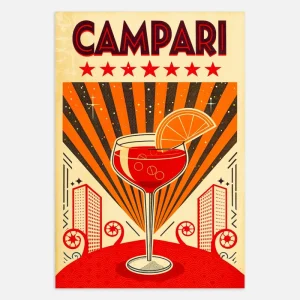 Cóctel Campari - Lámina decorativa de aperitivo retro Póster Posterscape Creative Studio