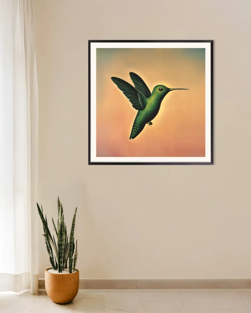 Colibrí en cielo suave Póster Posterscape Creative Studio