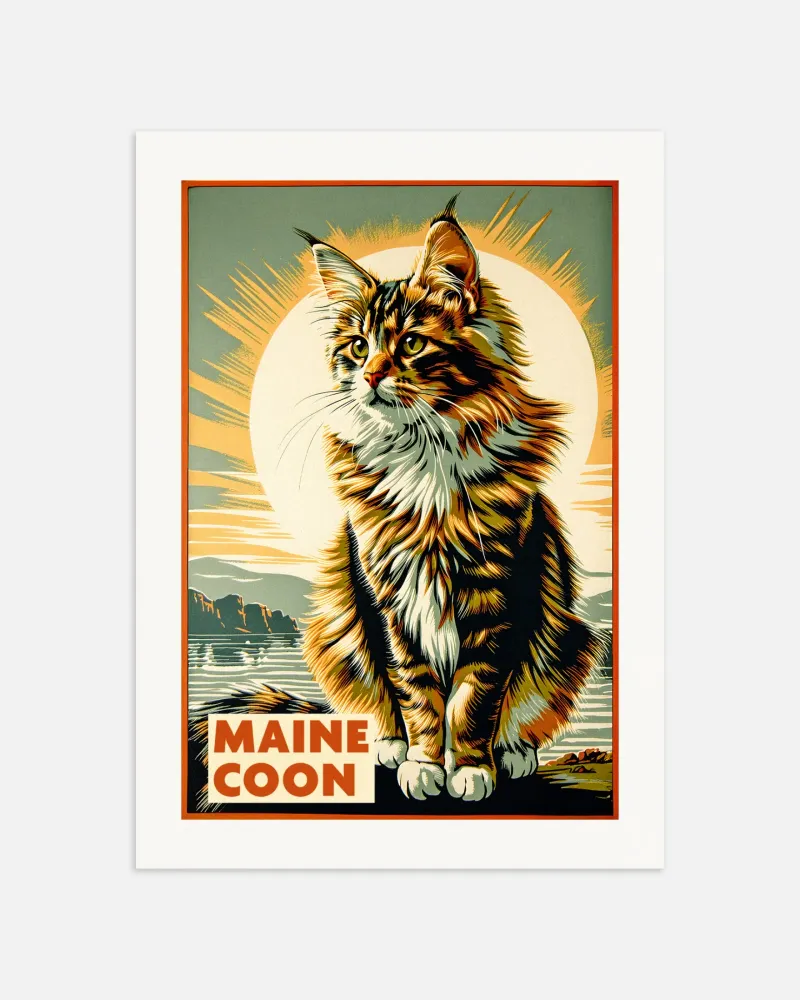 Gato Maine Coon - Vintage - Póster Posterscape Creative Studio