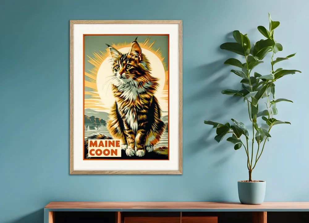 Gato Maine Coon - Vintage - Póster Posterscape Creative Studio