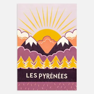 Les Pirineos – Impresión de Arte Gráfico de Montañ al Atardecer Póster Posterscape Creative Studio