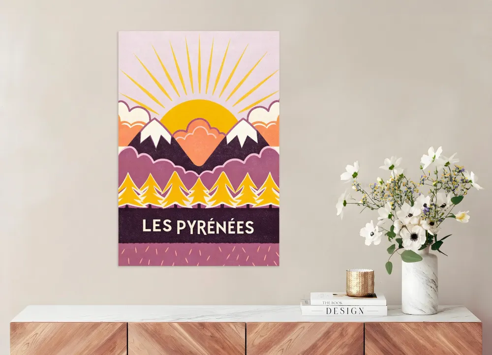 Les Pirineos – Impresión de Arte Gráfico de Montañ al Atardecer Póster Posterscape Creative Studio