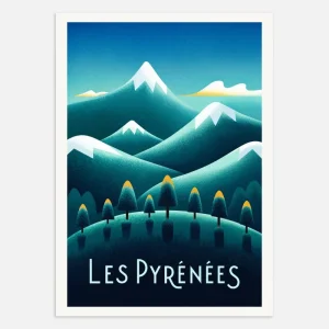 Les Pyrénées – Póster Minimalista de Montañ Posterscape Creative Studio