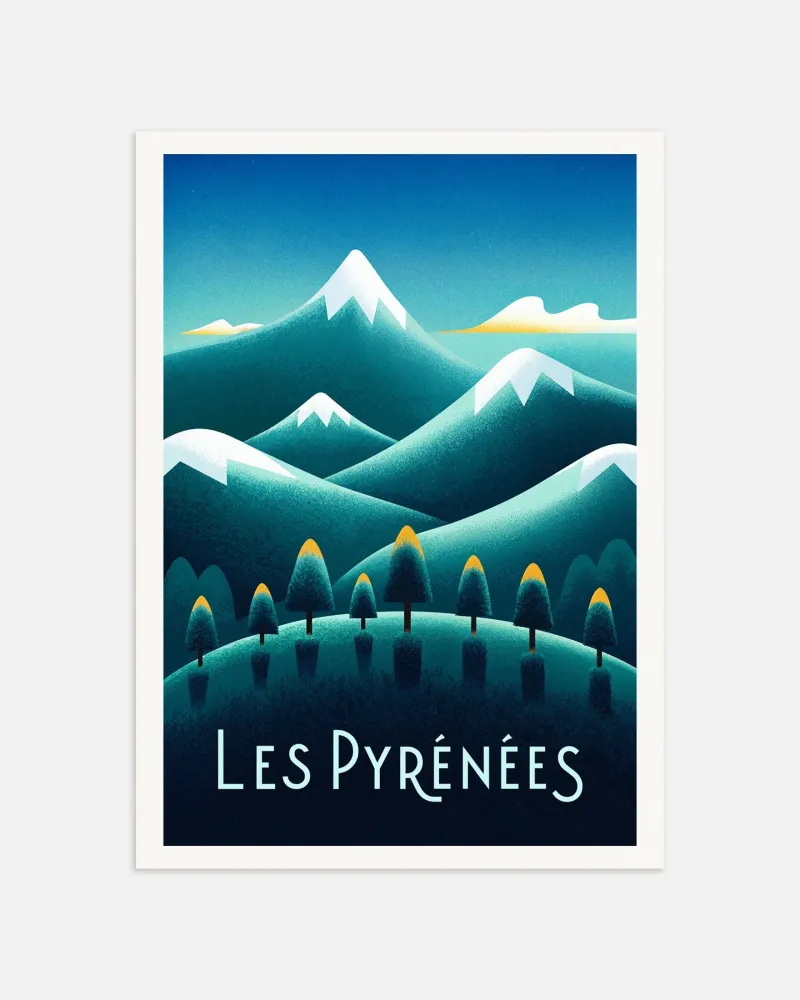 Les Pyrénées – Póster Minimalista de Montañ Posterscape Creative Studio