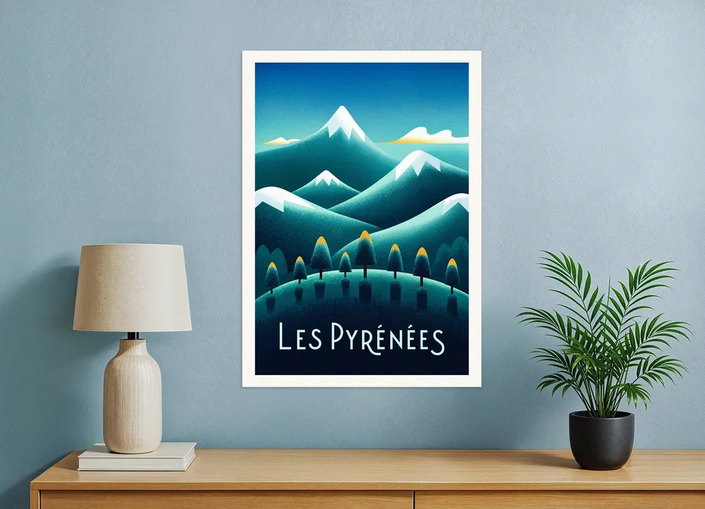 Les Pyrénées – Póster Minimalista de Montañ Posterscape Creative Studio