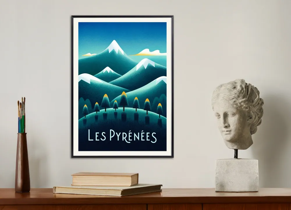 Les Pyrénées – Póster Minimalista de Montañ Posterscape Creative Studio