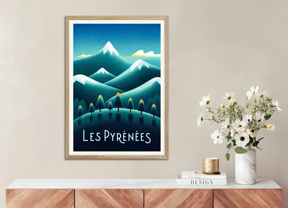Les Pyrénées – Póster Minimalista de Montañ Posterscape Creative Studio