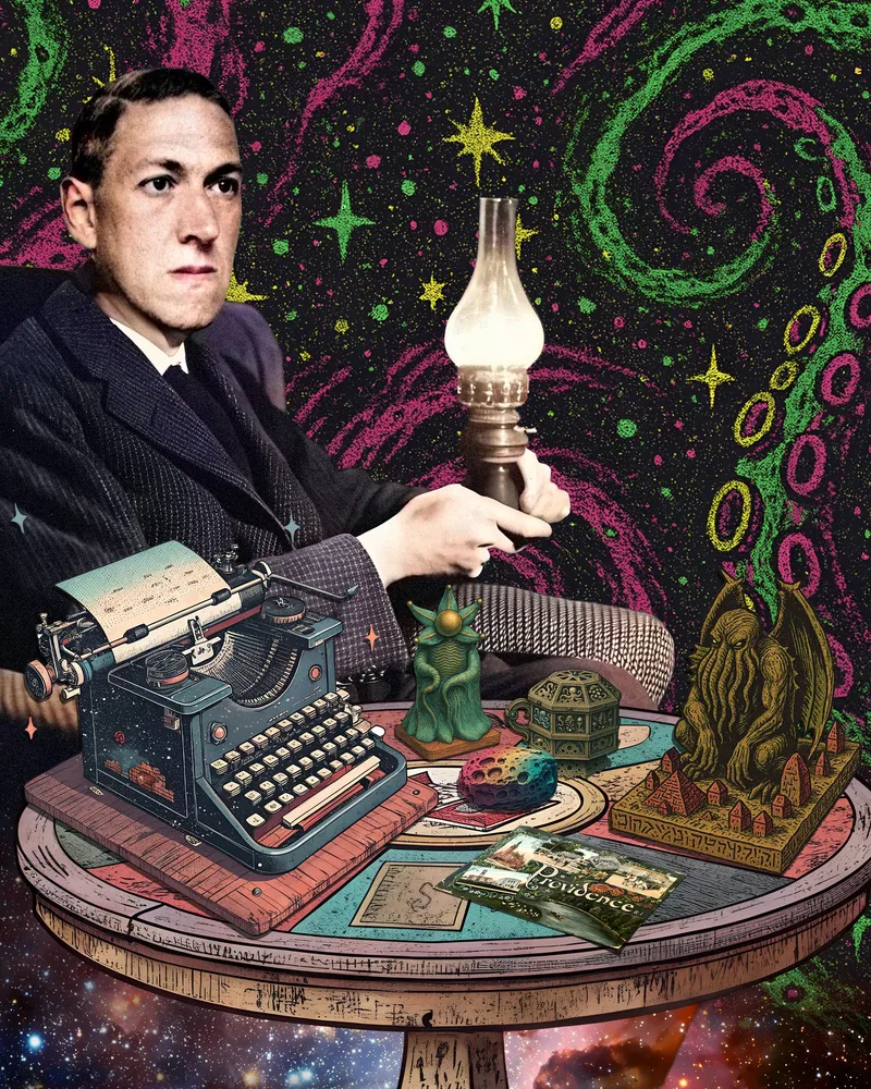 Lámina decorativa de H.P. Lovecraft - Retrato de Horror Cósmico Póster Posterscape Creative Studio