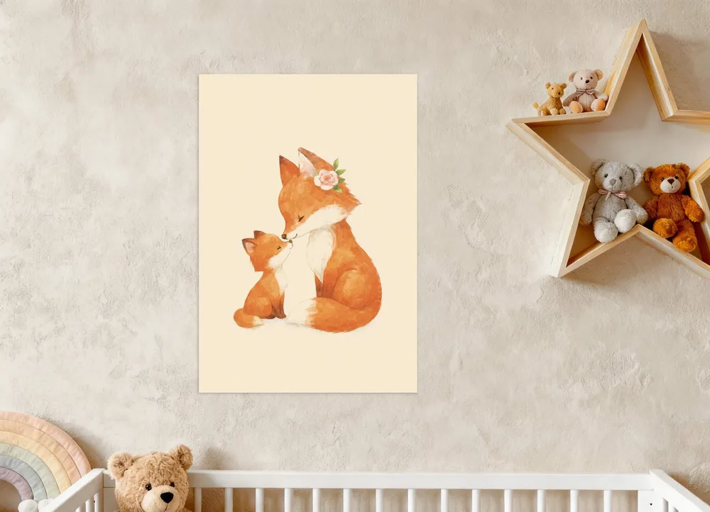 Lámina decorativa de madre y crí de zorro Póster Posterscape Creative Studio