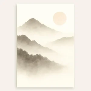 Lámina decorativa de paisaje montañoso beige Póster Posterscape Creative Studio