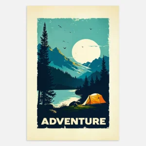 Póster de estilo vintage de la naturaleza, acampada y aventura Posterscape Creative Studio