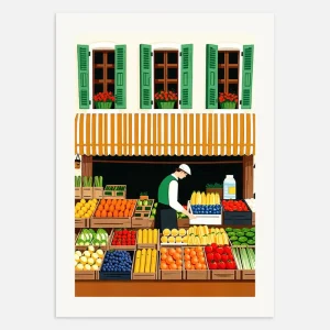Póster de mercado de alimentos, frutas y verduras Posterscape Creative Studio