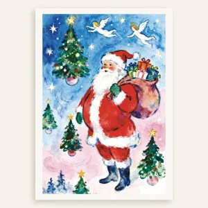 Póster de Papá Noel en acuarela Posterscape Creative Studio