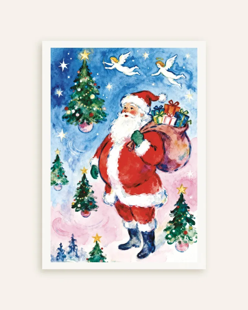 Póster de Papá Noel en acuarela Posterscape Creative Studio