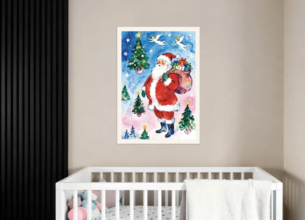 Póster de Papá Noel en acuarela Posterscape Creative Studio