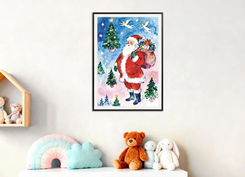 Póster de Papá Noel en acuarela Posterscape Creative Studio