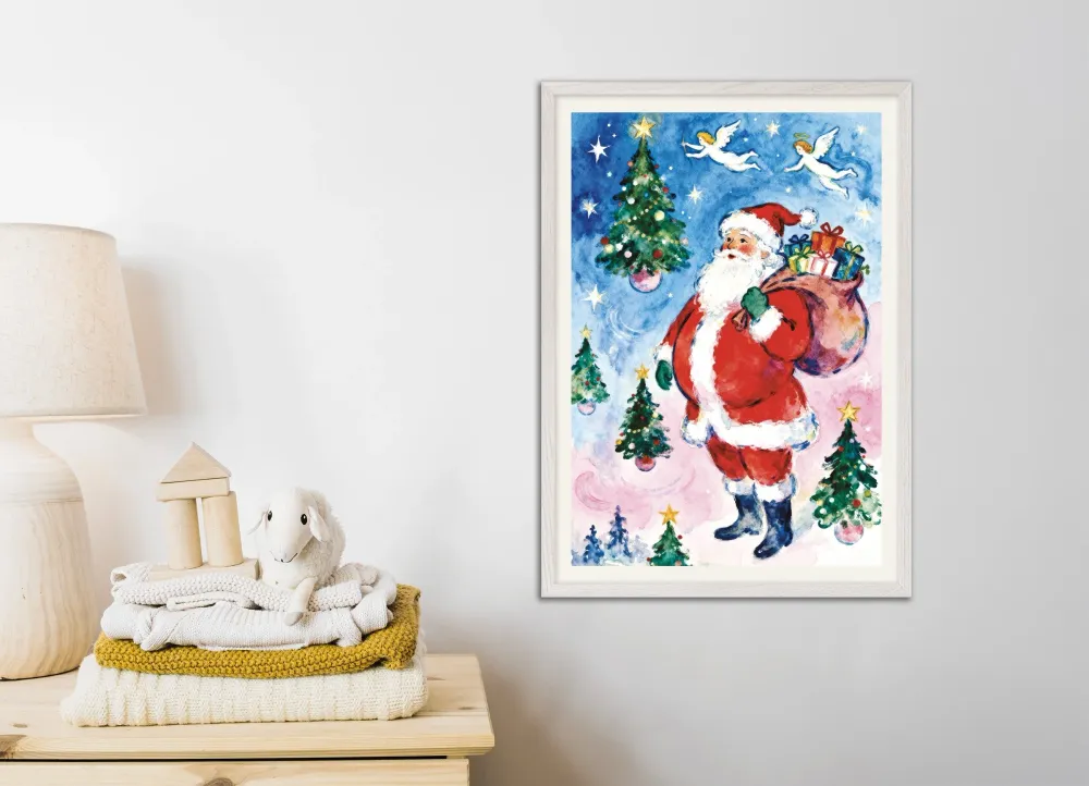 Póster de Papá Noel en acuarela Posterscape Creative Studio
