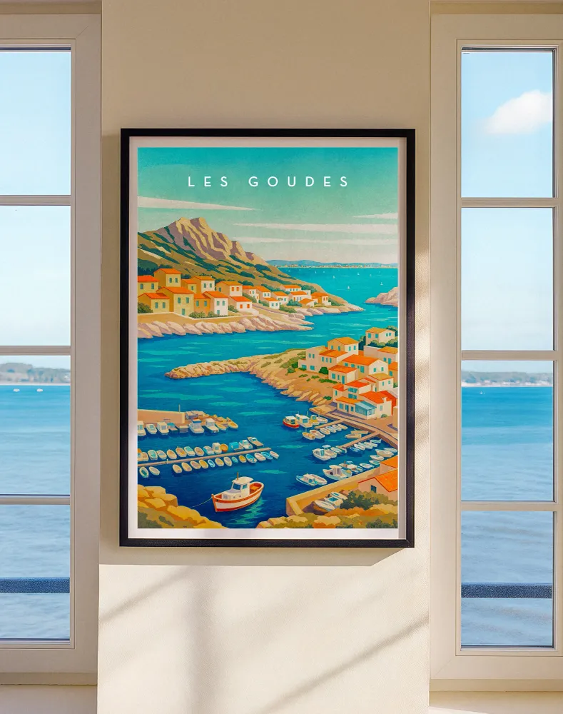 Póster de Viaje Les Goudes Marsella - Pueblo Pesquero Mediterráneo Posterscape Creative Studio
