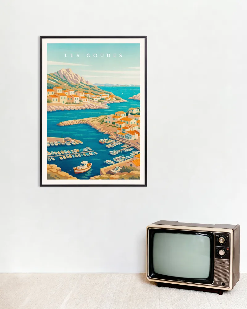 Póster de Viaje Les Goudes Marsella - Pueblo Pesquero Mediterráneo Posterscape Creative Studio