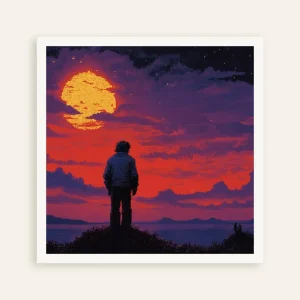 Videojuego retro, atardecer místico - Póster Posterscape Creative Studio