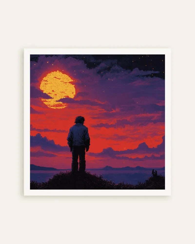 Videojuego retro, atardecer místico - Póster Posterscape Creative Studio