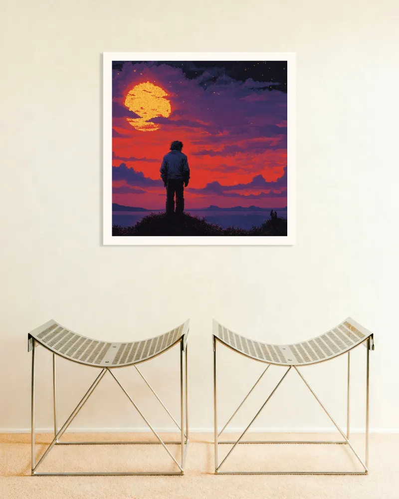 Videojuego retro, atardecer místico - Póster Posterscape Creative Studio