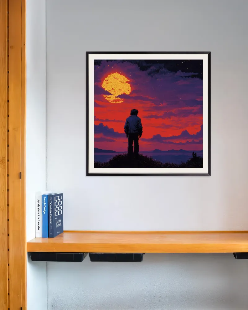 Videojuego retro, atardecer místico - Póster Posterscape Creative Studio
