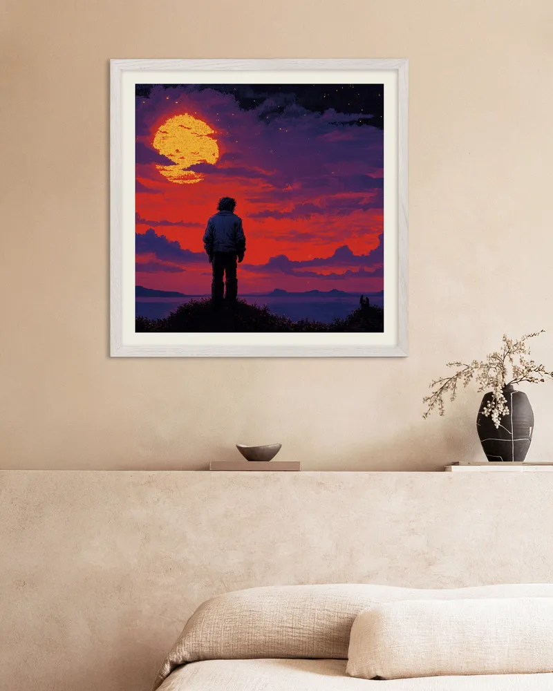 Videojuego retro, atardecer místico - Póster Posterscape Creative Studio
