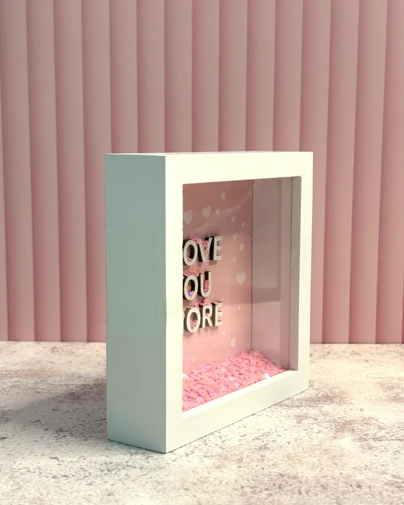 Cuadro decorativo rosa de madera Love You More Pot & Decor
