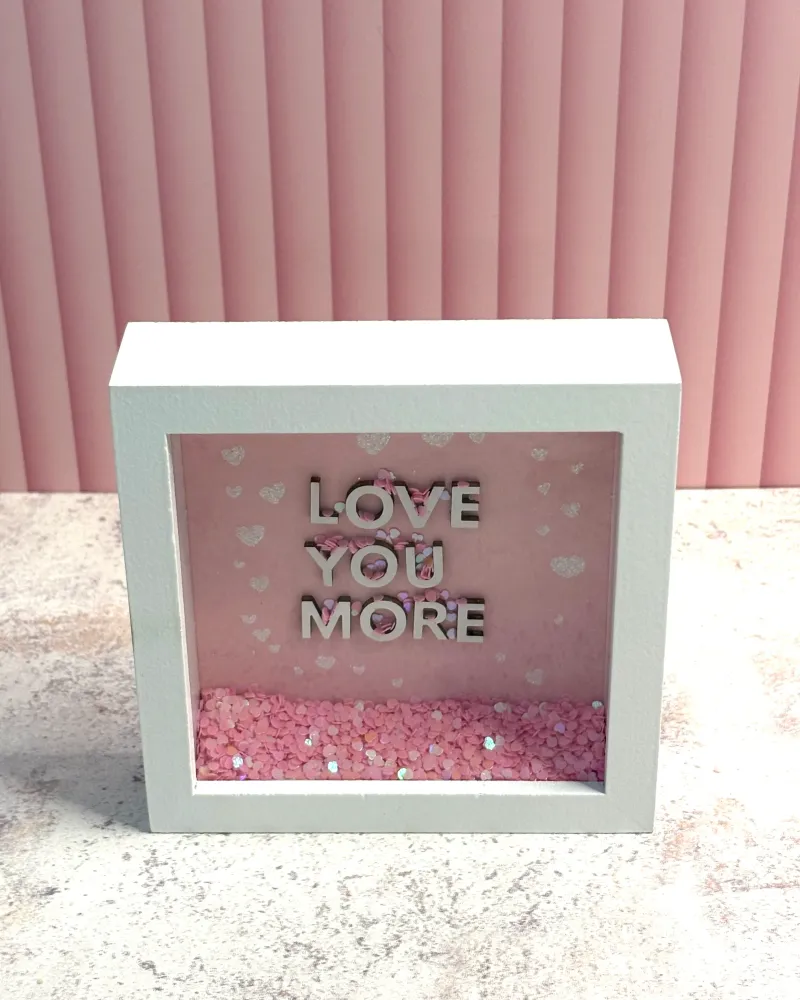 Cuadro decorativo rosa de madera Love You More Pot & Decor
